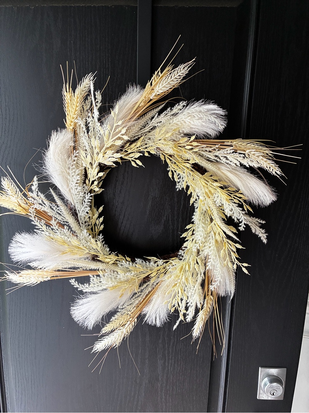 Neutral Wheat and Pampas Door Wreath - Home Holiday